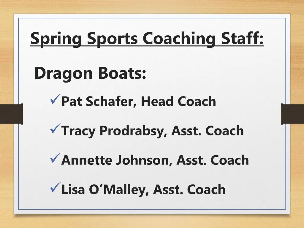 spring sports coaching staff