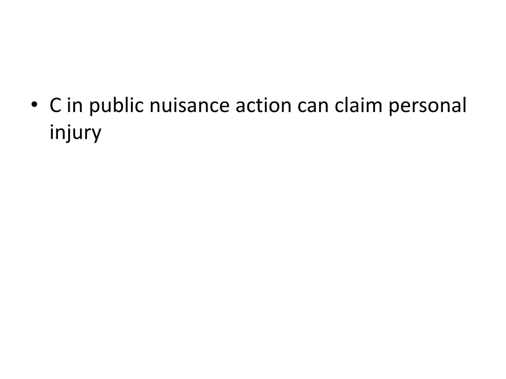 c in public nuisance action can claim personal