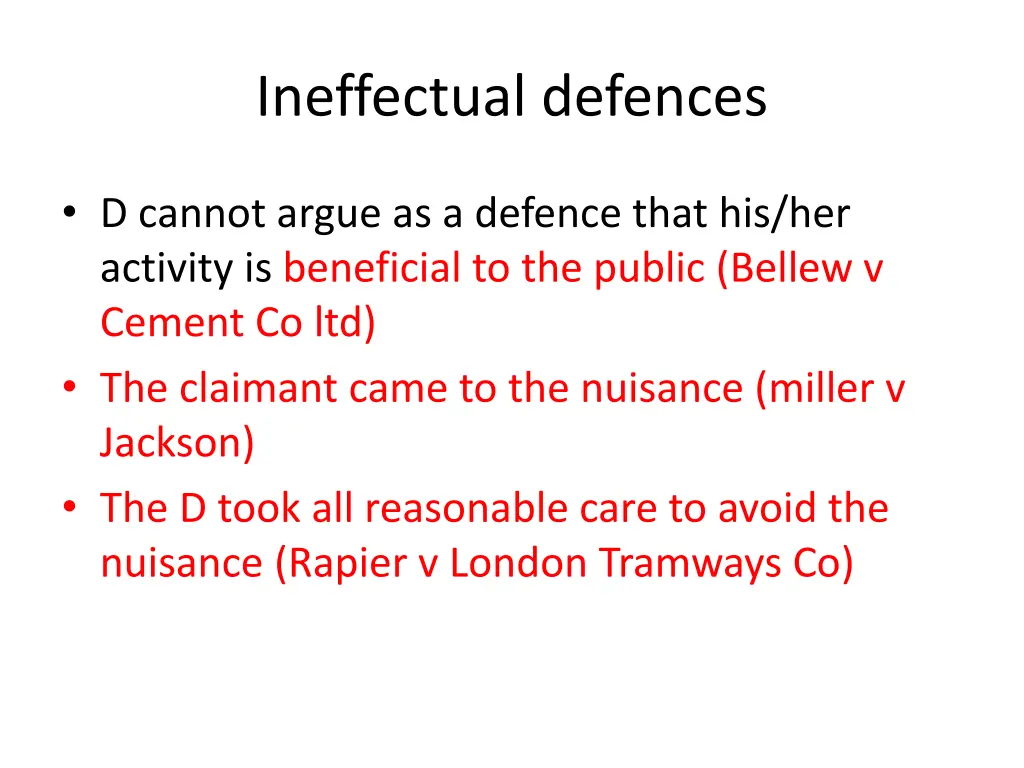 ineffectual defences