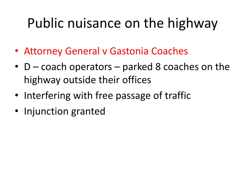 public nuisance on the highway