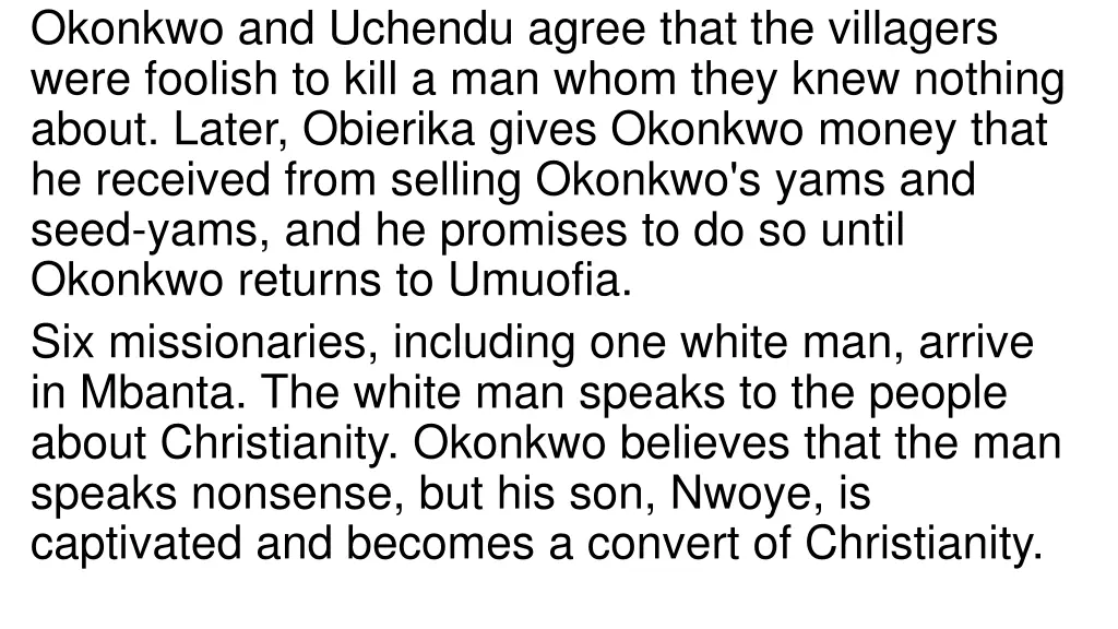 okonkwo and uchendu agree that the villagers were