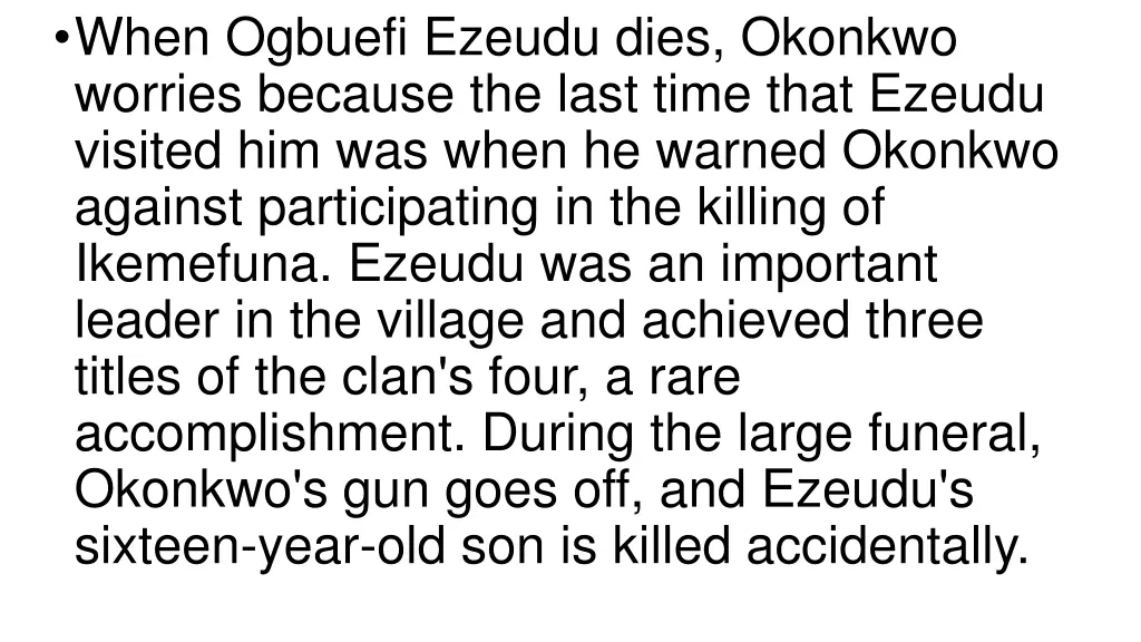 when ogbuefi ezeudu dies okonkwo worries because