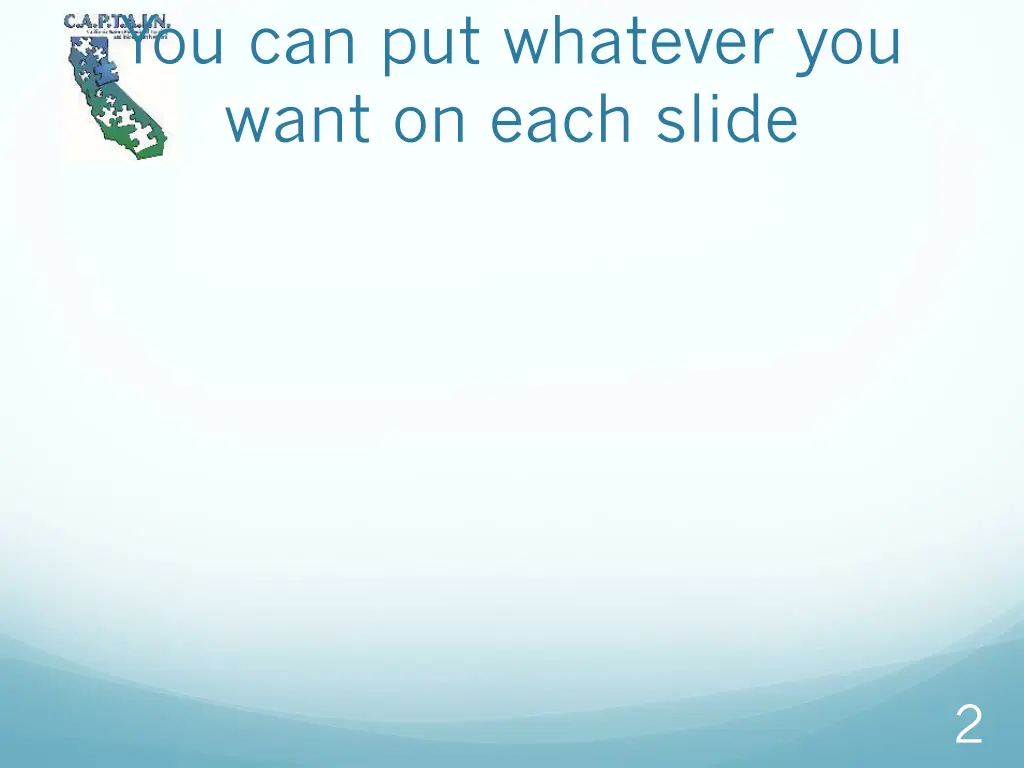 you can put whatever you want on each slide