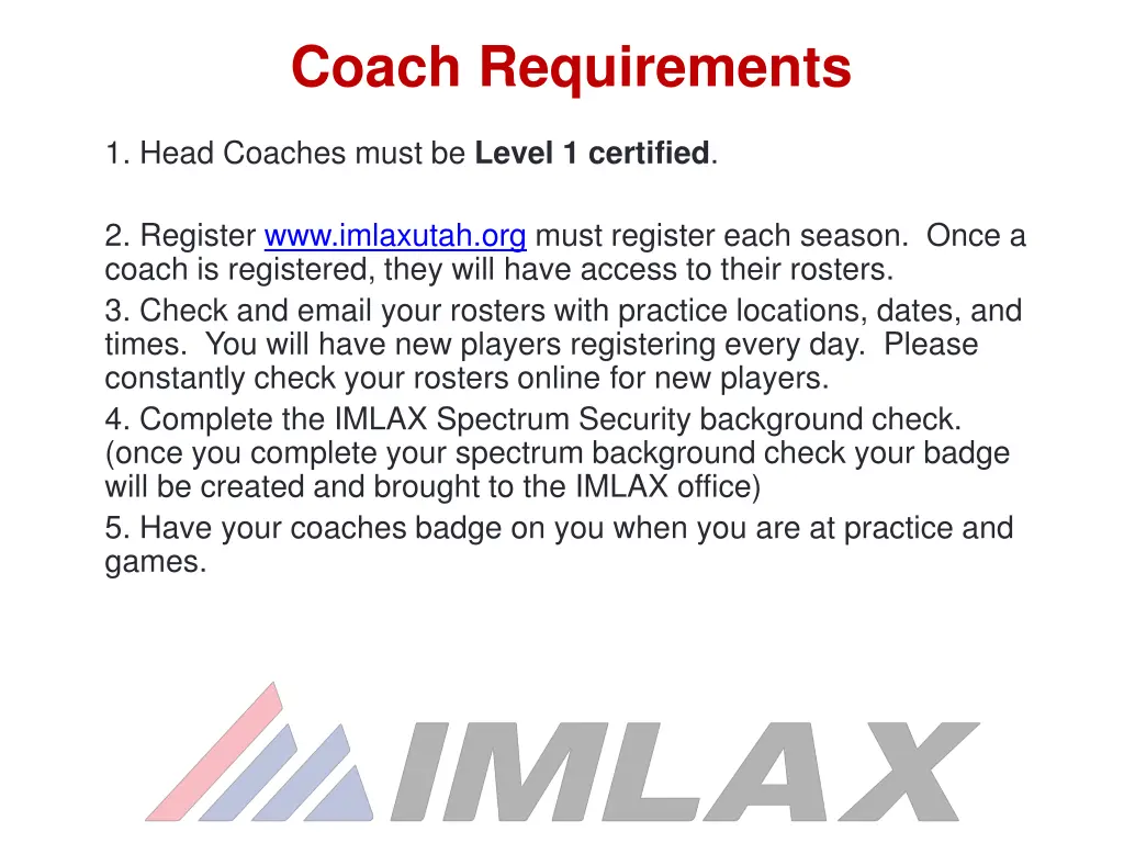 coach requirements