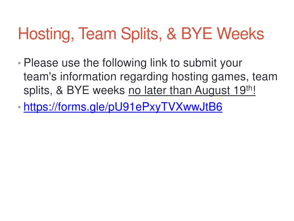 hosting team splits bye weeks
