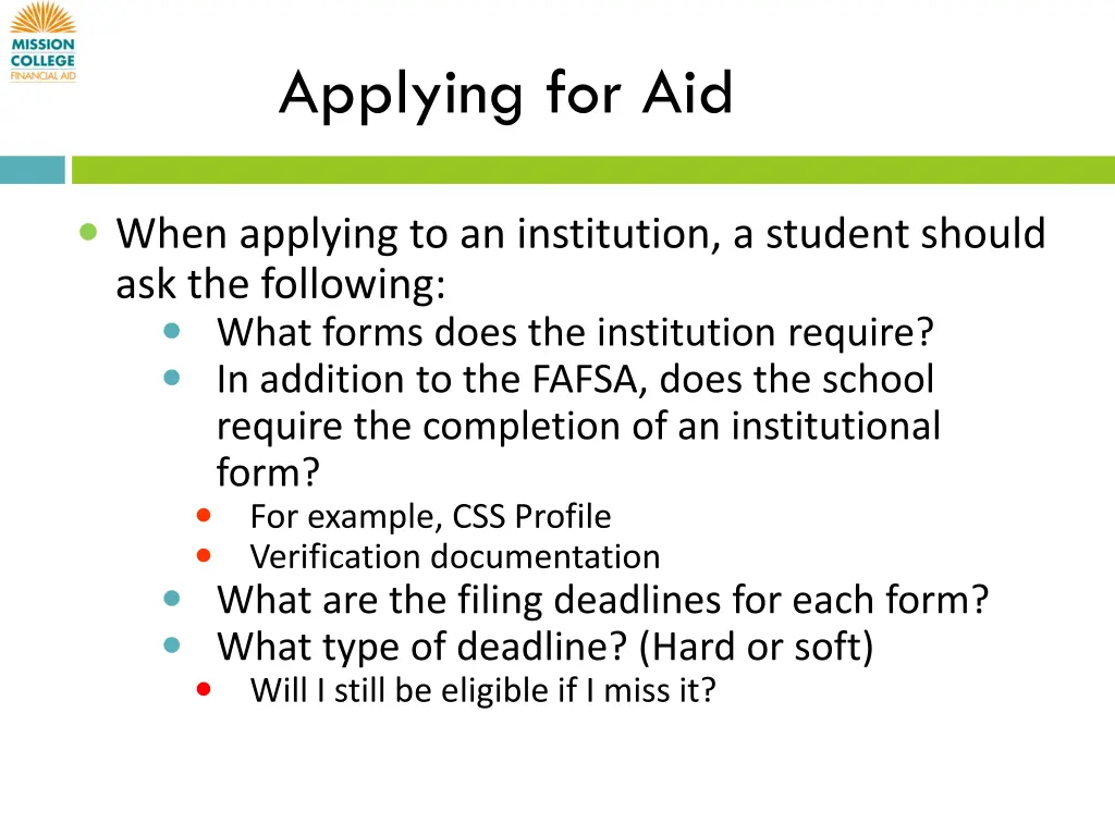applying for aid