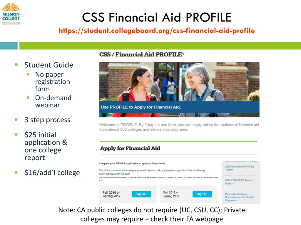 css financial aid profile https student