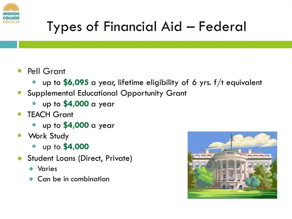 types of financial aid federal