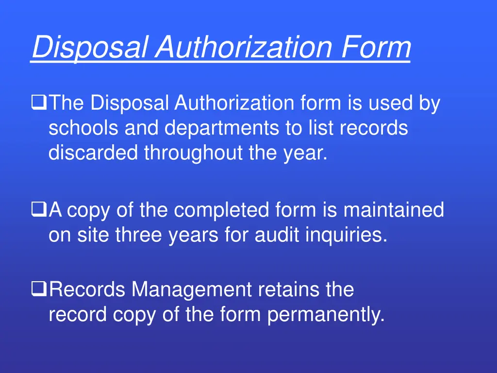 disposal authorization form