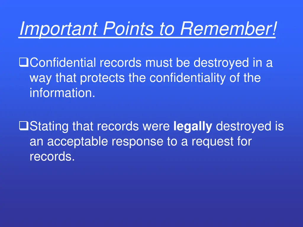 important points to remember 1
