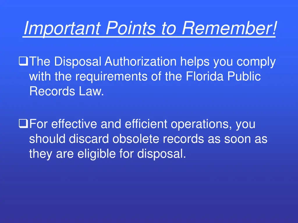 important points to remember