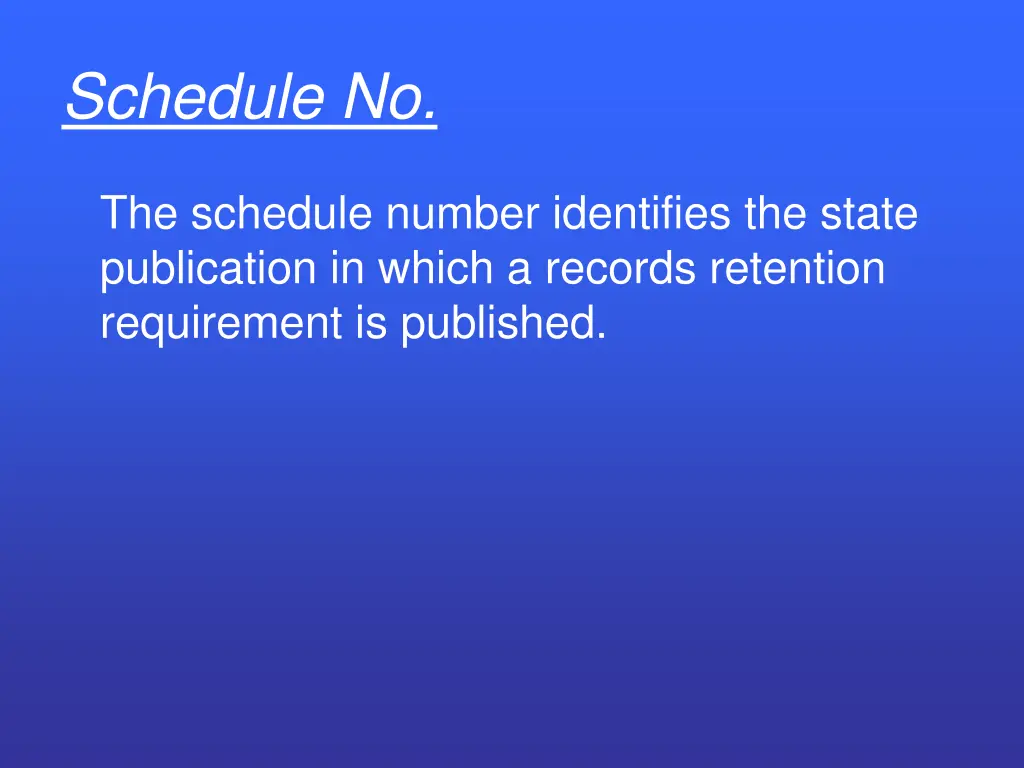schedule no 1