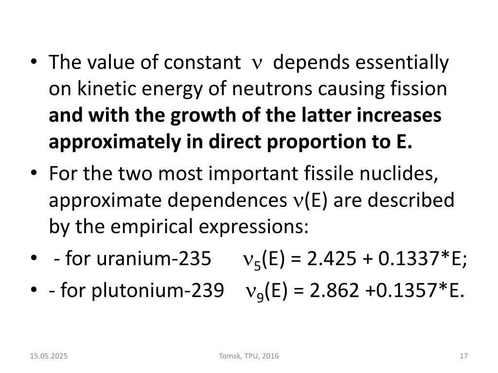 the value of constant depends essentially