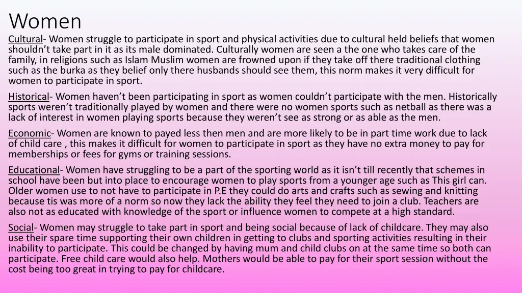 women cultural women struggle to participate