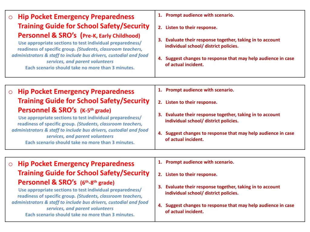 o hip pocket emergency preparedness training