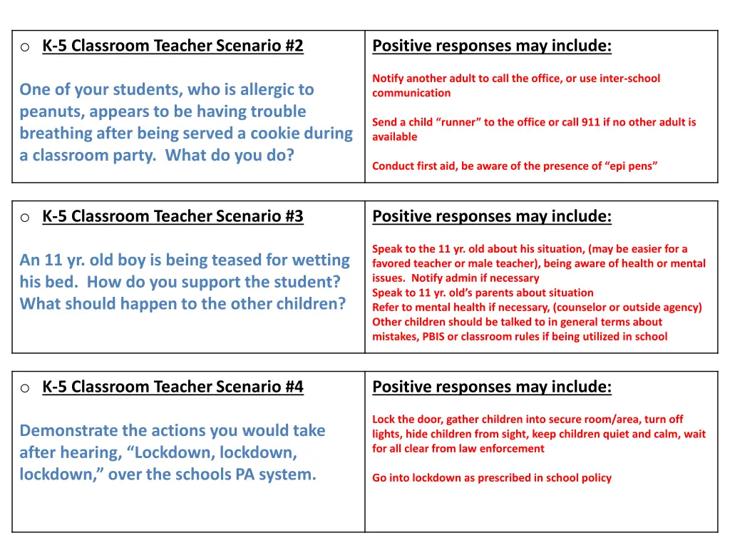 o k 5 classroom teacher scenario 2