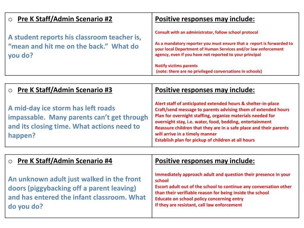 o pre k staff admin scenario 2