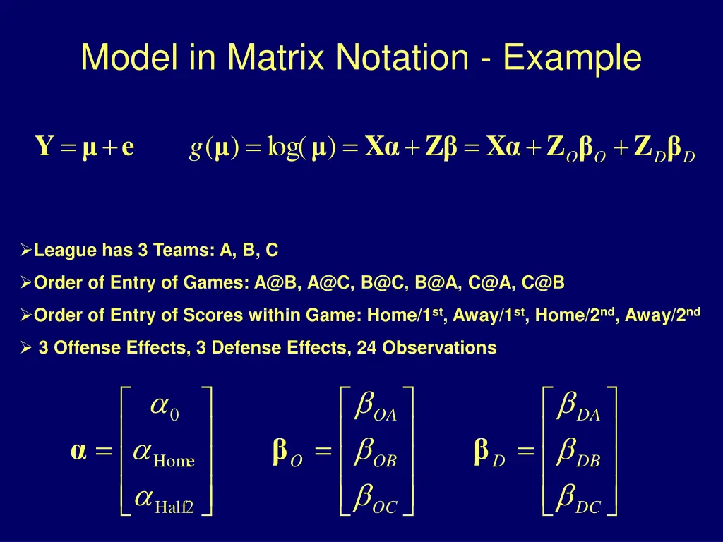 model in matrix notation example