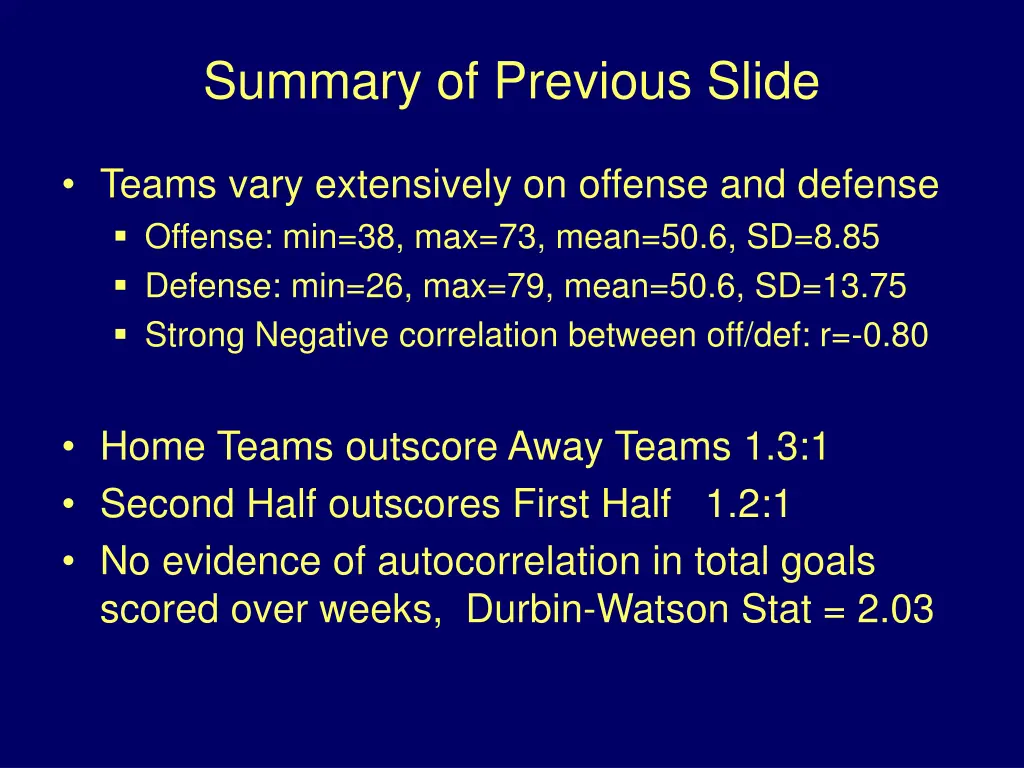 summary of previous slide