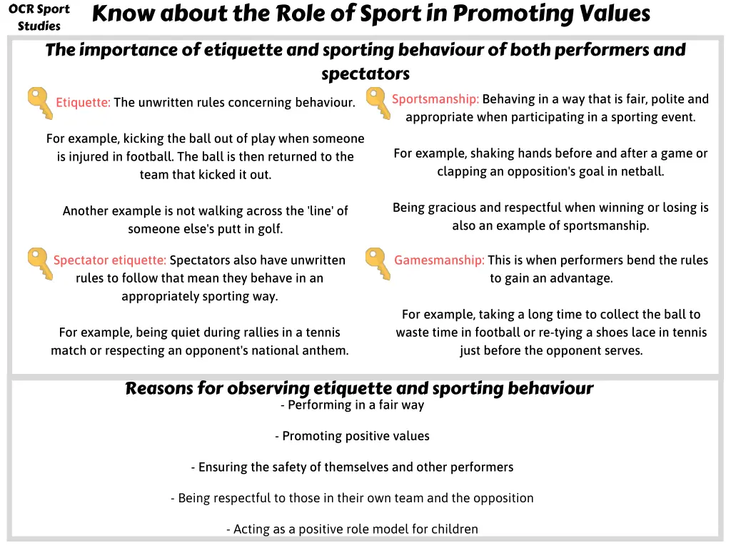 know about the role of sport in promoting values 1