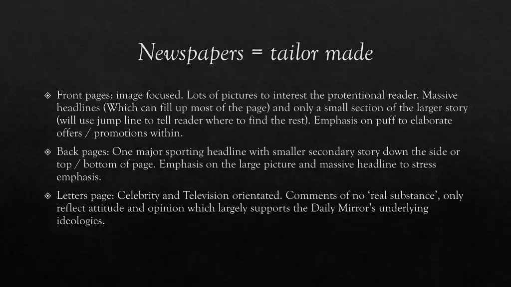 newspapers tailor made
