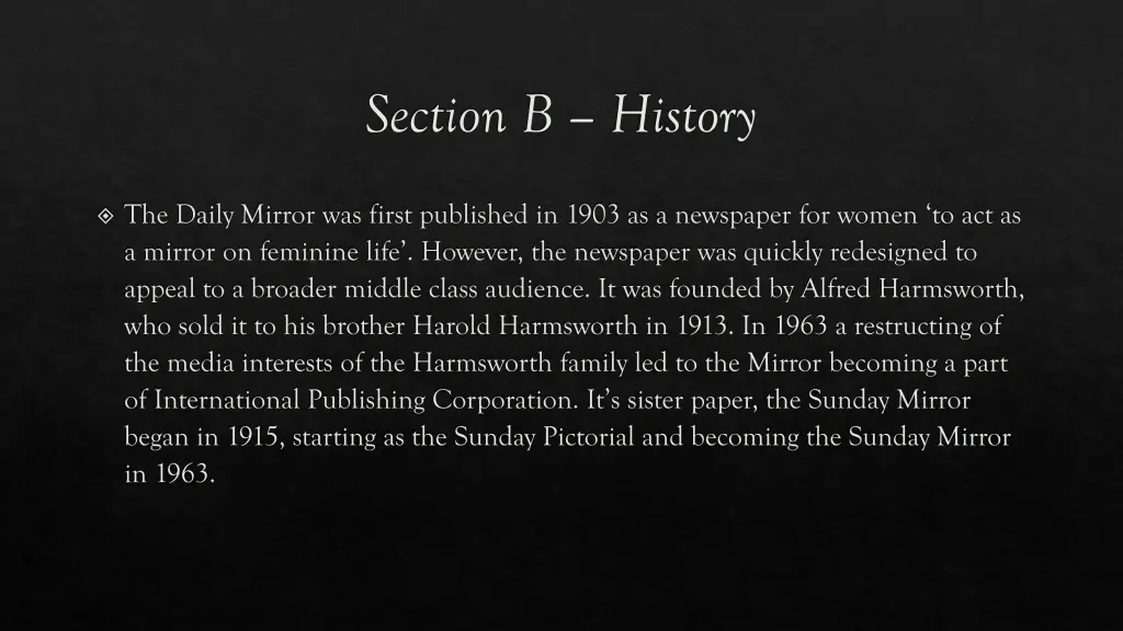 section b history