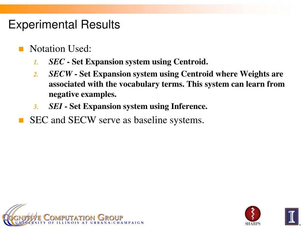 experimental results