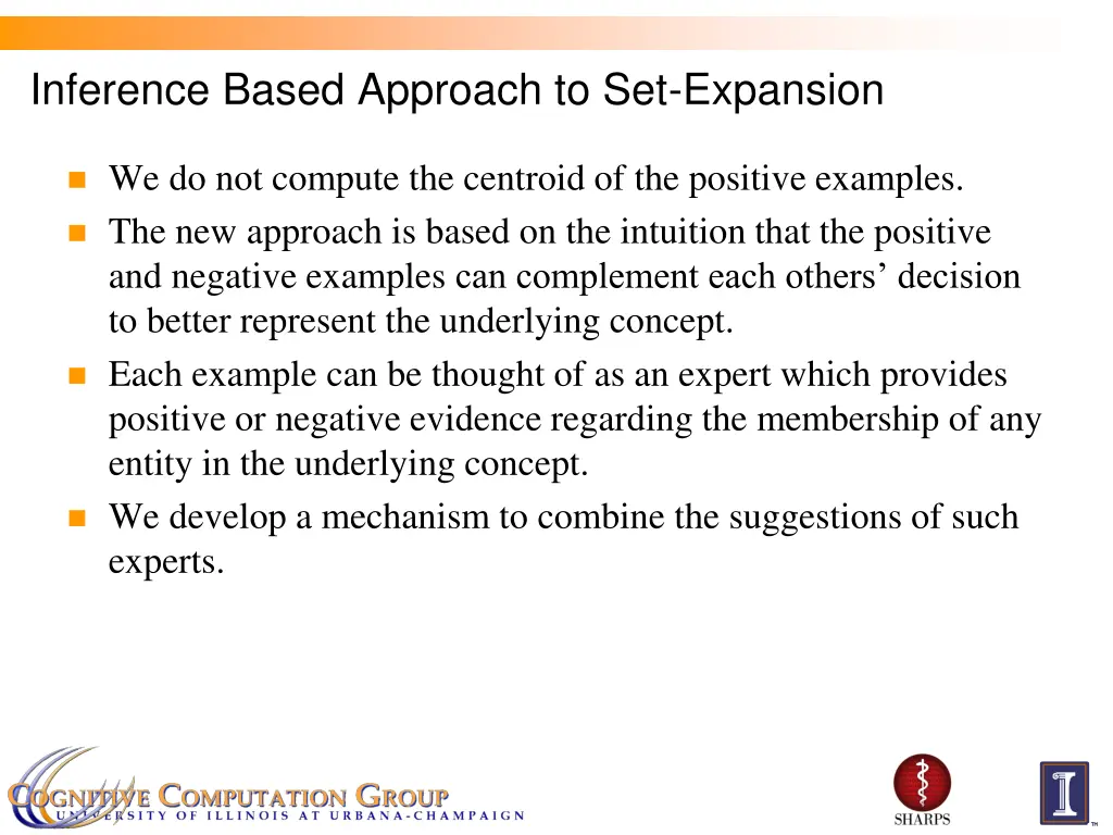 inference based approach to set expansion
