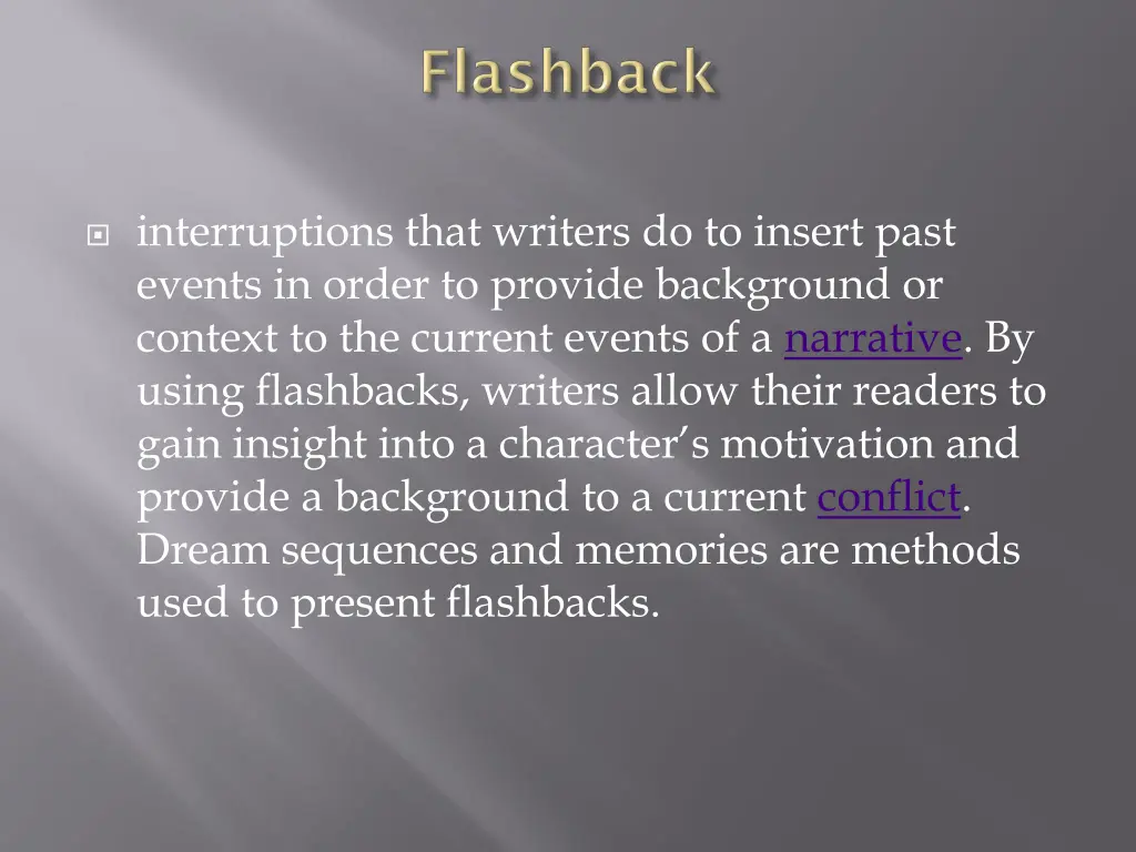 interruptions that writers do to insert past