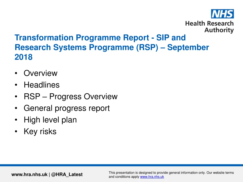transformation programme report sip and research