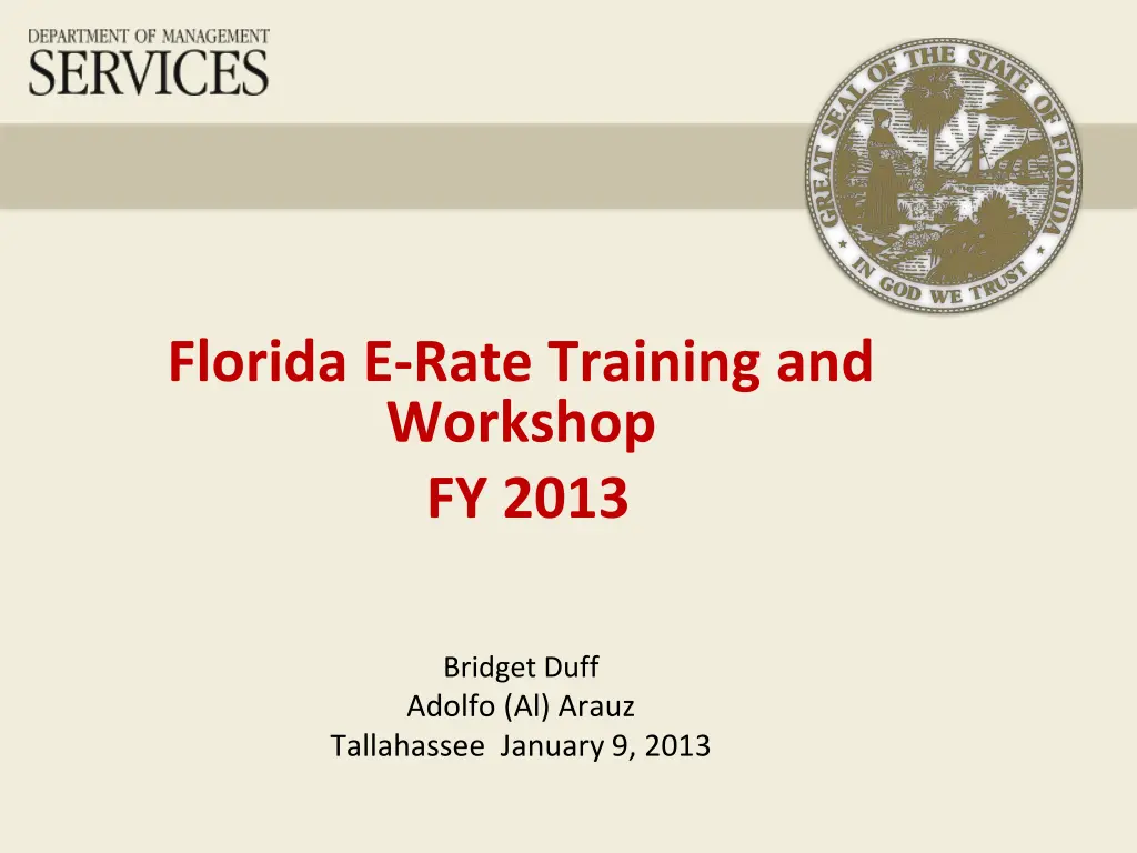 florida e rate training and workshop fy 2013