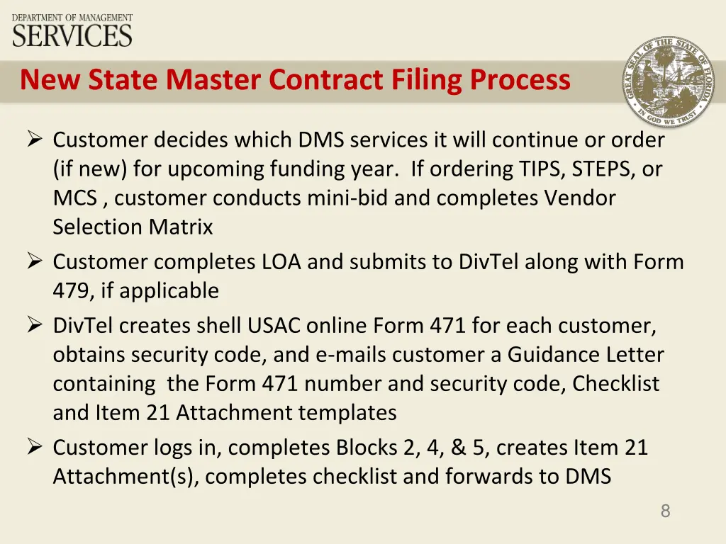 new state master contract filing process 1