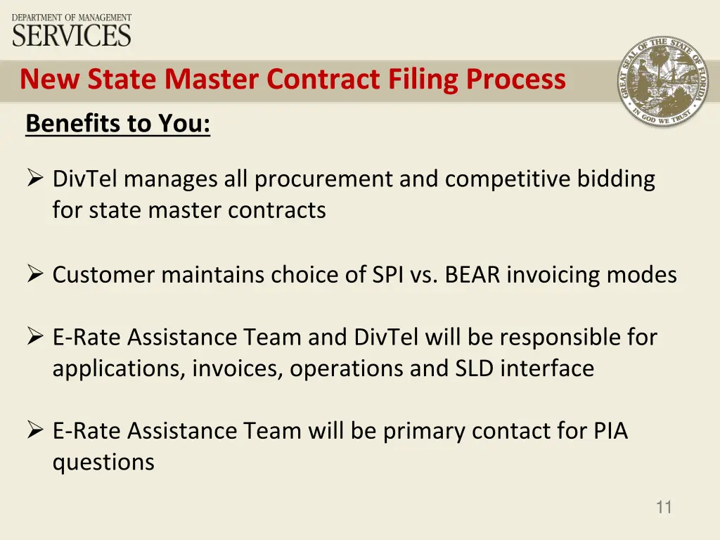 new state master contract filing process benefits