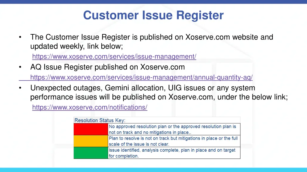 customer issue register