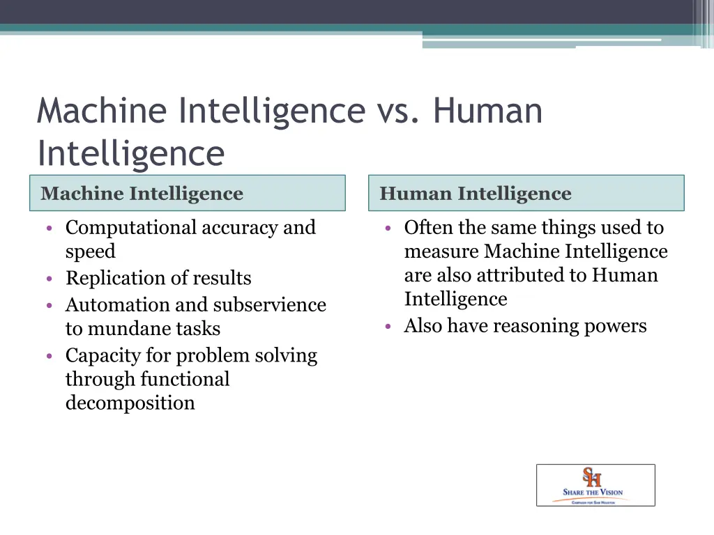 machine intelligence vs human intelligence