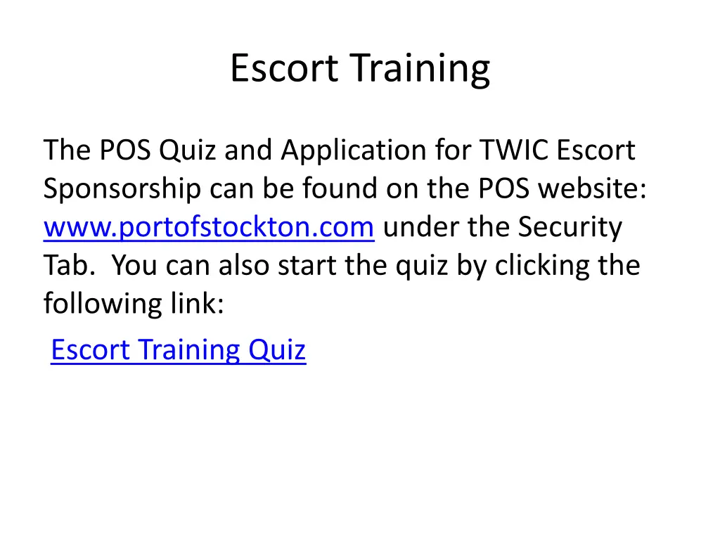 escort training