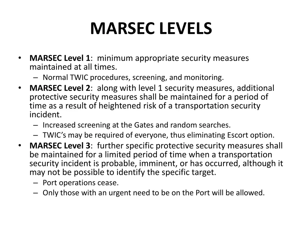 marsec levels