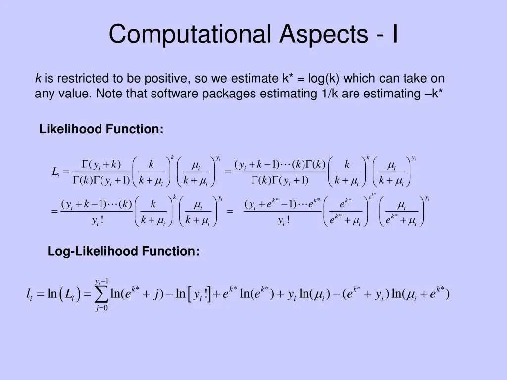 computational aspects i