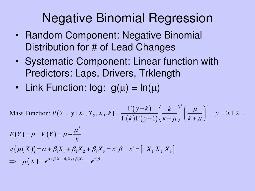 negative binomial regression random component