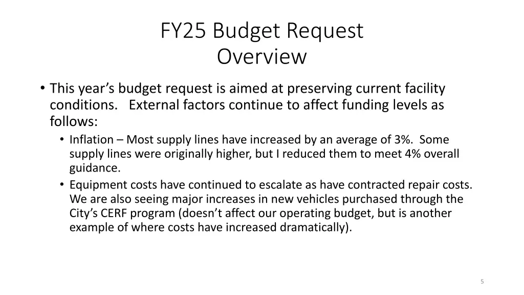 fy25 budget request overview