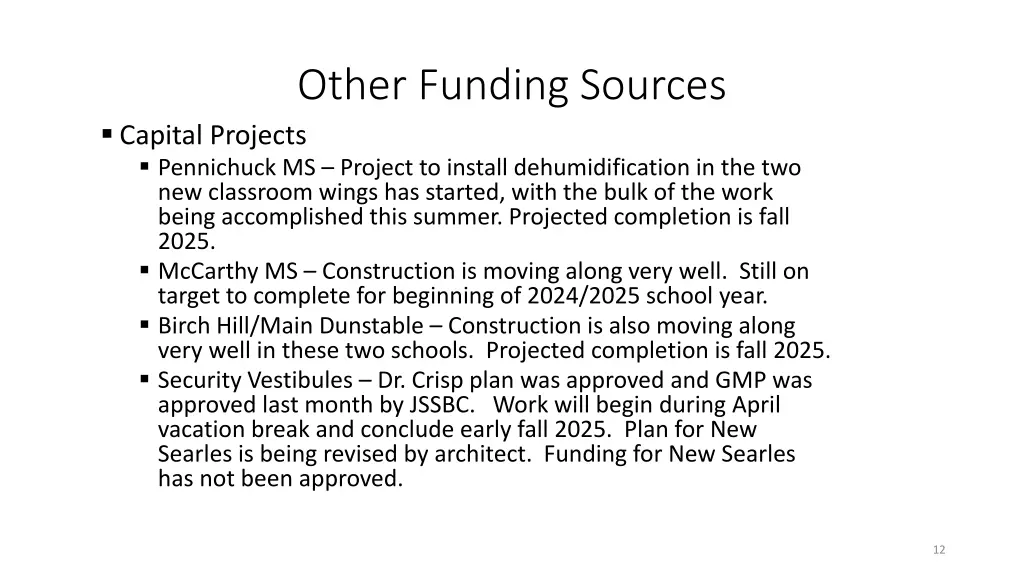 other funding sources capital projects pennichuck