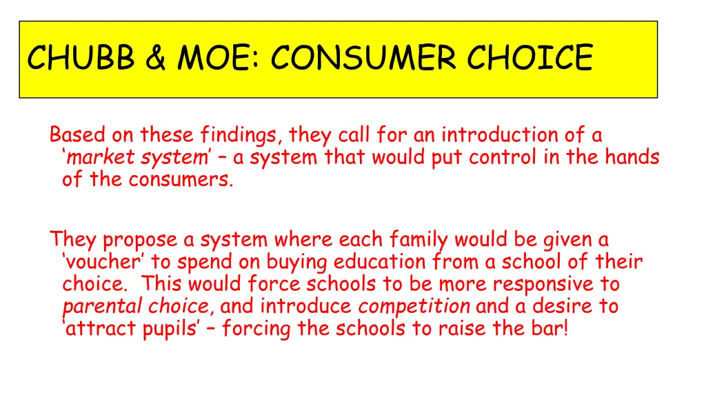 chubb moe consumer choice