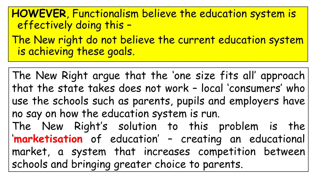 however functionalism believe the education