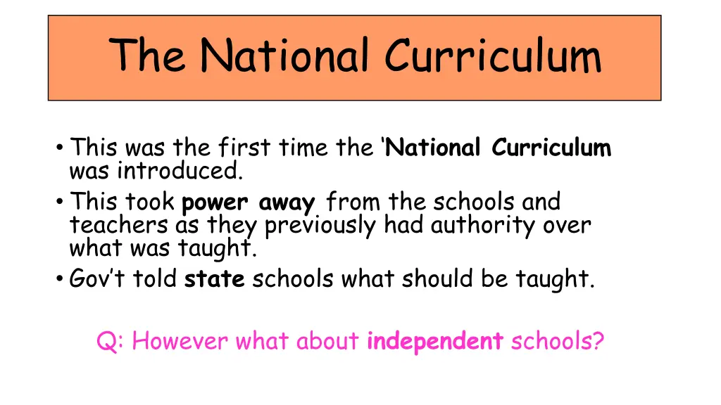the national curriculum