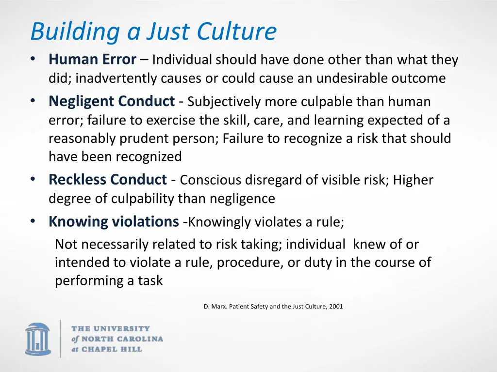building a just culture human error individual