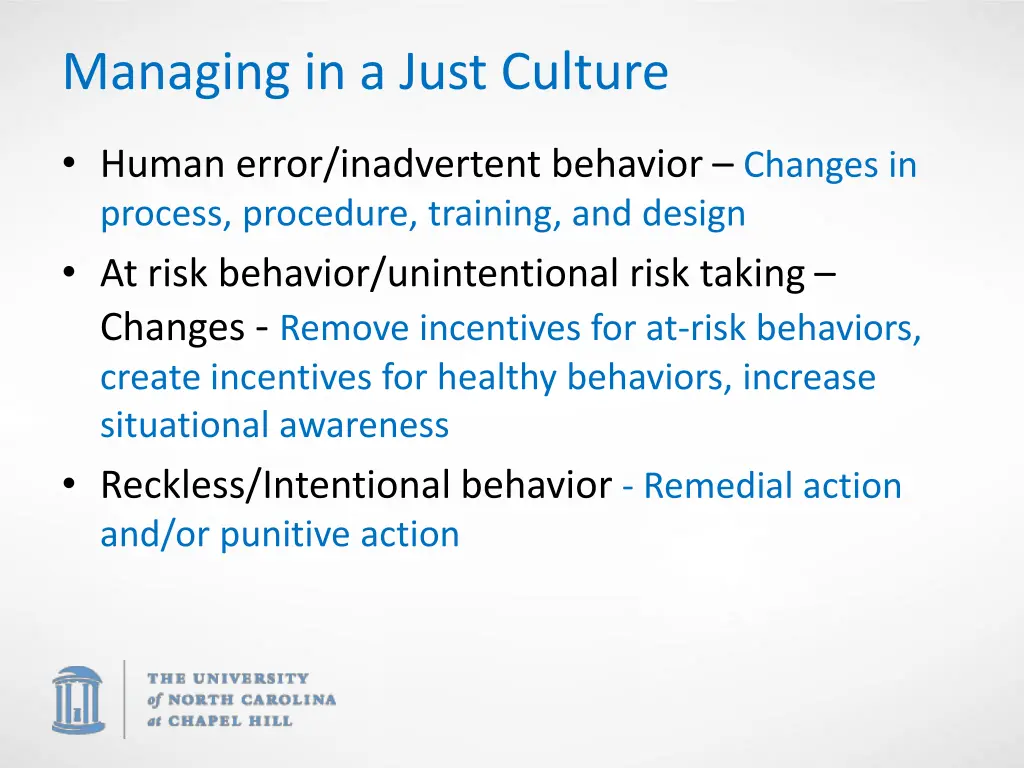 managing in a just culture