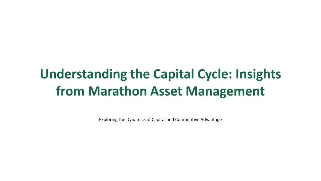 understanding the capital cycle insights from
