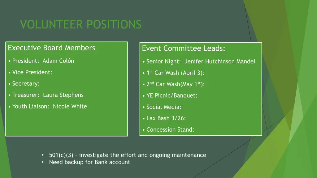 volunteer positions