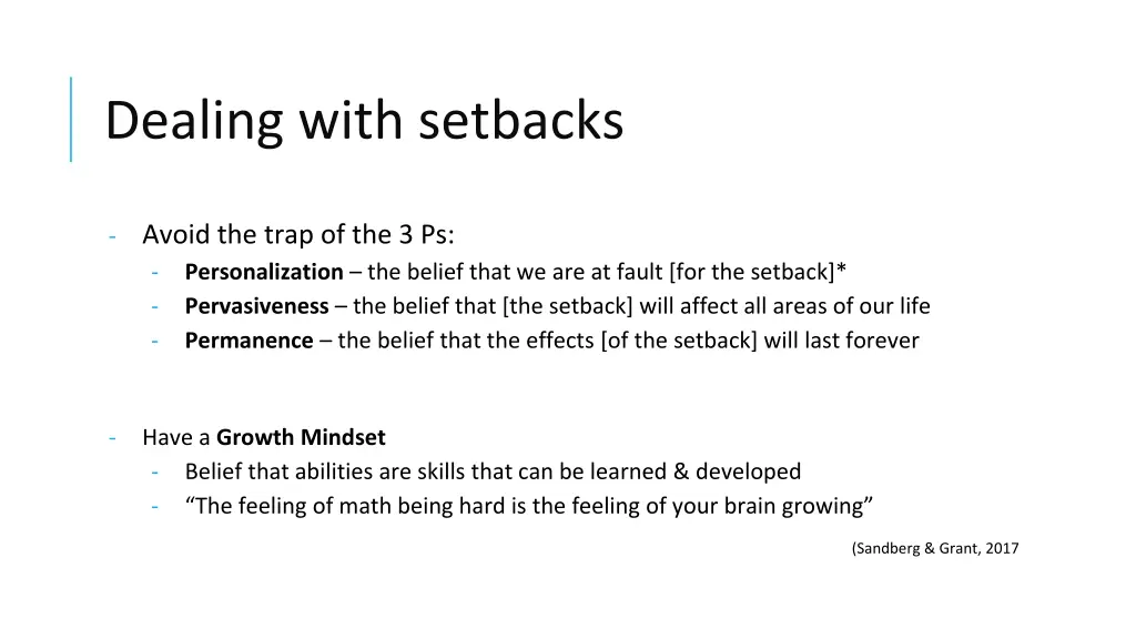 dealing with setbacks