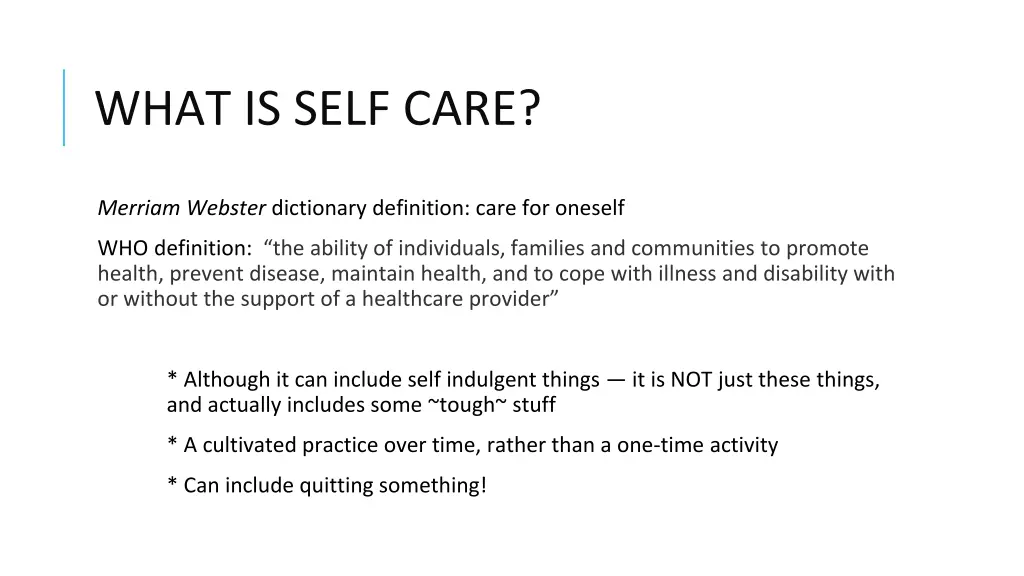what is self care